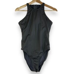 J.Crew Womens One-Piece Swimsuit Size 4 Black Back Zip Sleek Classic Active Swim